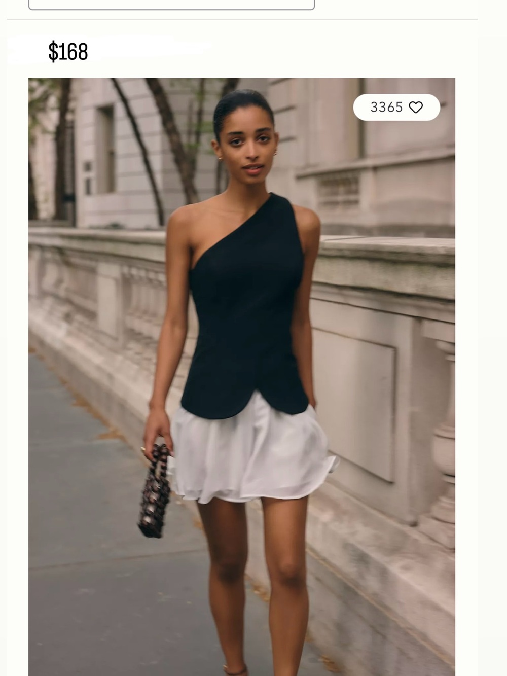 Anthropologie Black and White One-Shoulder Mini Dress